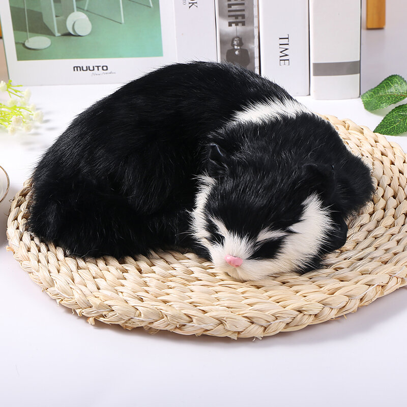 Mini Cute Plush Cat Toys  Sleeping Cats Simulated Animal Model Kids Girls GiftsMulti-color Christmas Decorations Ornaments