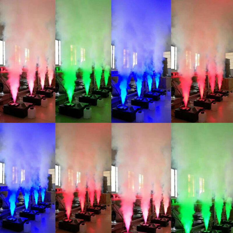 1500W Vertical Spray Fog Smoke Machine RGB Color 24LED Light Wireless Remote