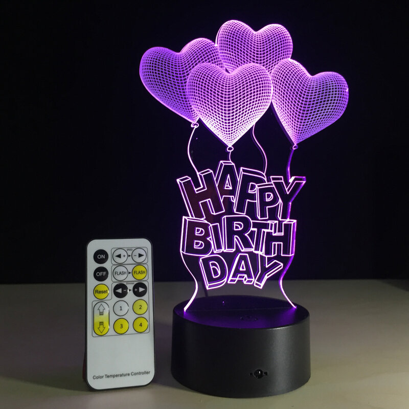 Amor corazón 3D luz nocturna Visual bombilla ilusión óptica LED de la lámpara de mesa Touch romántico vacaciones regalos de boda casa dormitorio Decoración