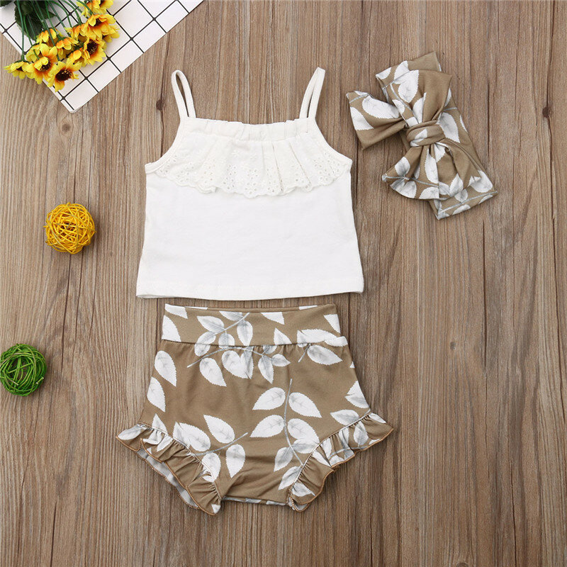 3 piezas conjunto de ropa de verano de Pudcoco marca recién nacido ropa de bebé niña, ropa de bebé niño traje de bebé