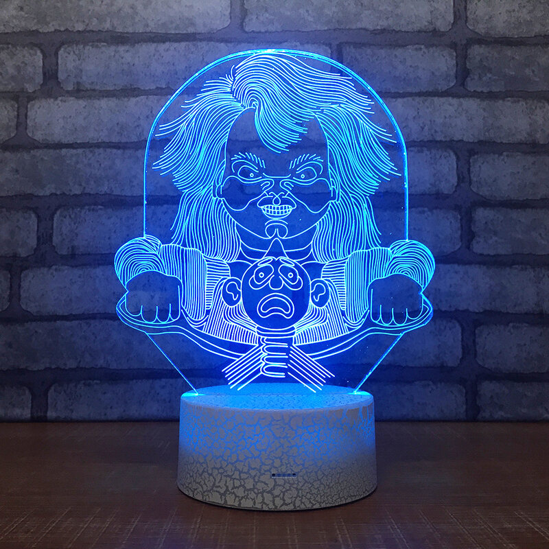 Chucky 3D LED RGB 나이트 라이트 7 색 변경 데스크 라이트 액션 피규어 087 소년 소녀 크리스마스 완구
