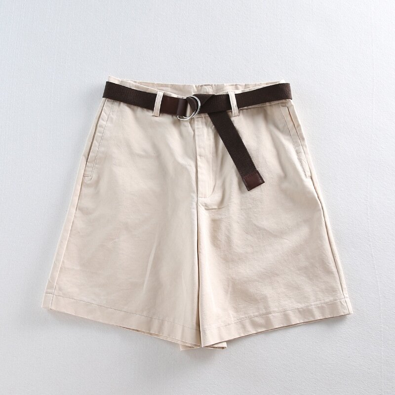 2020 pantalones cortos de Mujer Pantalones cortos de pierna ancha cintura elástica Color sólido verano Casual corto sexy con cinturón femenino spodenki damskie