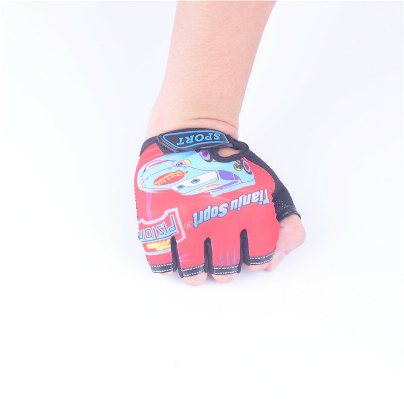 DesolDelos rękawice sportowe dla dzieci pół palca dzieci rękawiczki bawełniana motyw samochodu wzór chłopcy dziewczęta rękawiczki bez palców na zewnątrz 2019