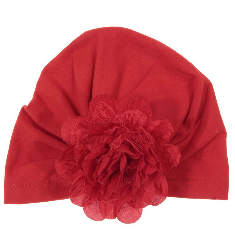 New Soft Turban Hat with Flower Cotton Blend Newborn Caps Beanie Top Knot Kids Photo Props Kids Shower Gift