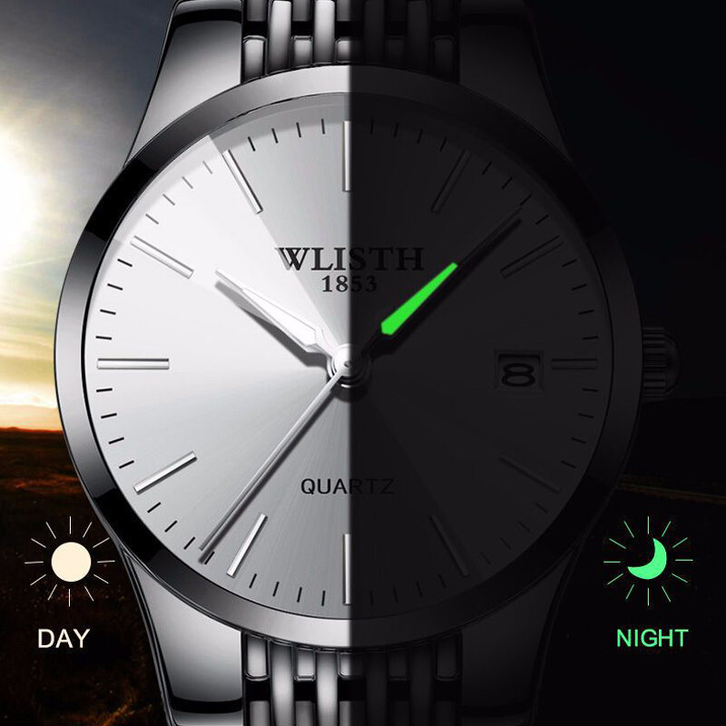 WLISTH-reloj ejecutivo de lujo para hombre, cronógrafo de pulsera ultrafino de cuarzo, resistente al agua, Masculino