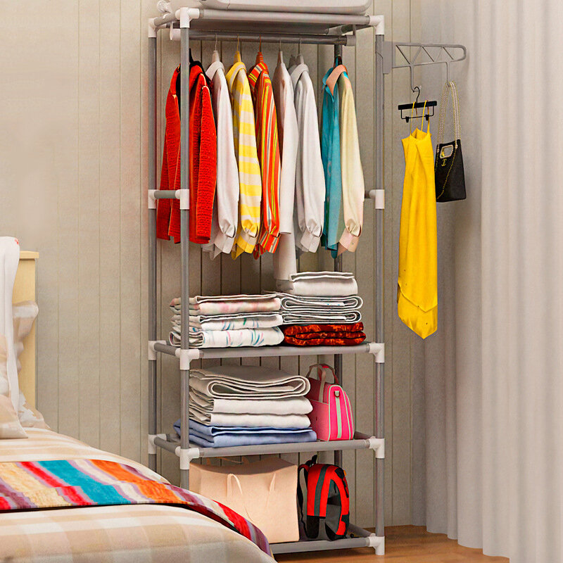 Bedroom Coat Rack Floor Clothes Storage Hanging Hangers Rack Creative Clothing Shelf DIY Assembly Coat Rack Home Furniture
