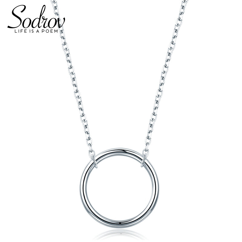 Sodrov-collar de plata de ley 925 con círculos entrelazados, collar de plata 925