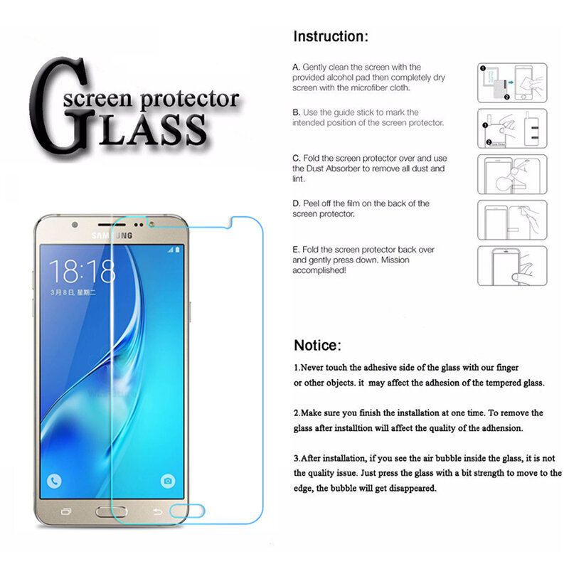 Protector de cristal templado para pantalla de móvil, película protectora para Samsung Galaxy J3 J5 J7 A3 A5 A7 2015 2016 2017 A6 A8 Plus 2018