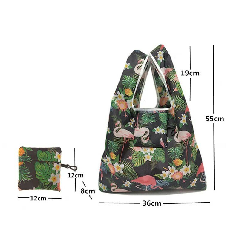 Flower Tote Pouch Handbags Flamingo Foldable Large-capacity Fashion Portable Women Grocery Reusable Storage Bag Shopping Bags