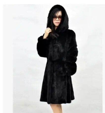 2021 Newest Womens Hooded Long Section Black/White Fake Fur Jackets Casual Faux Fur Overcoats Plus Size Fur Outwear Jackets K515