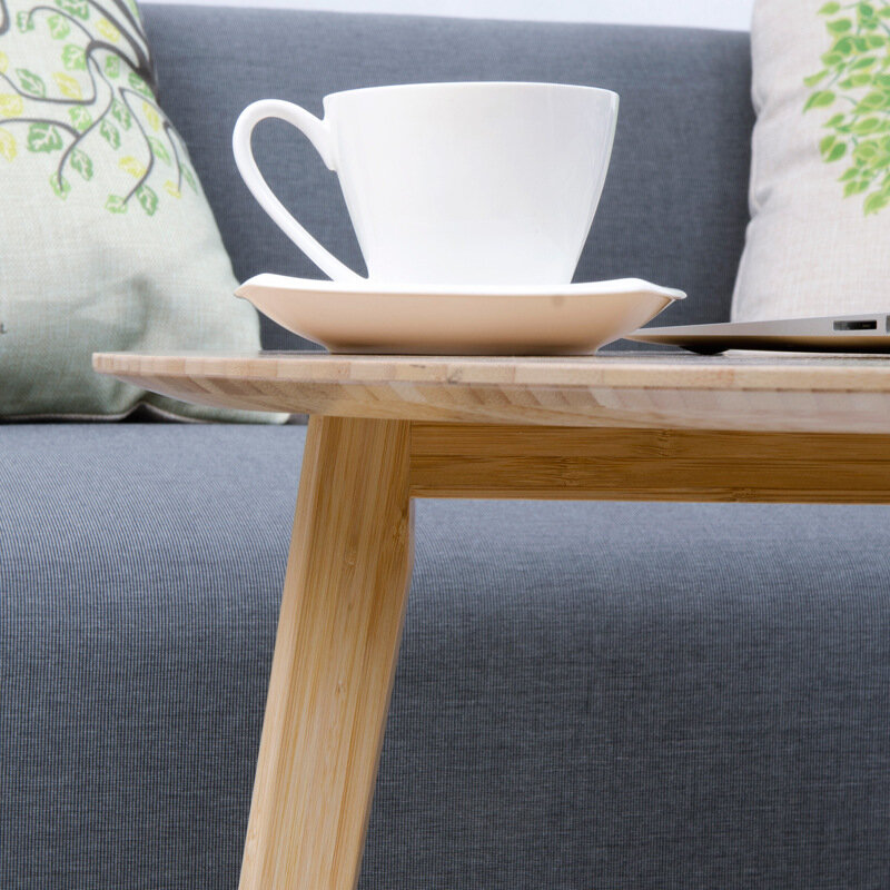 Mesa de café redonda simples, estilo escandinavo, de bambu criativo, mesa lateral, pequena mesa de laptop 40*40*42cm