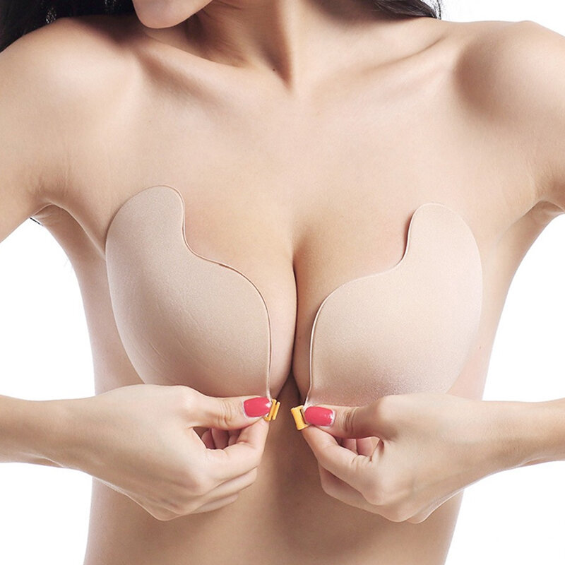 DERUILADY Dính Vô Hình Áo Ngực Sexy Nữ Quần Lót Liền Mạch Silicone Dính Chắc Áo Bralette Dây Trước Đóng Cửa Push Up Bra
