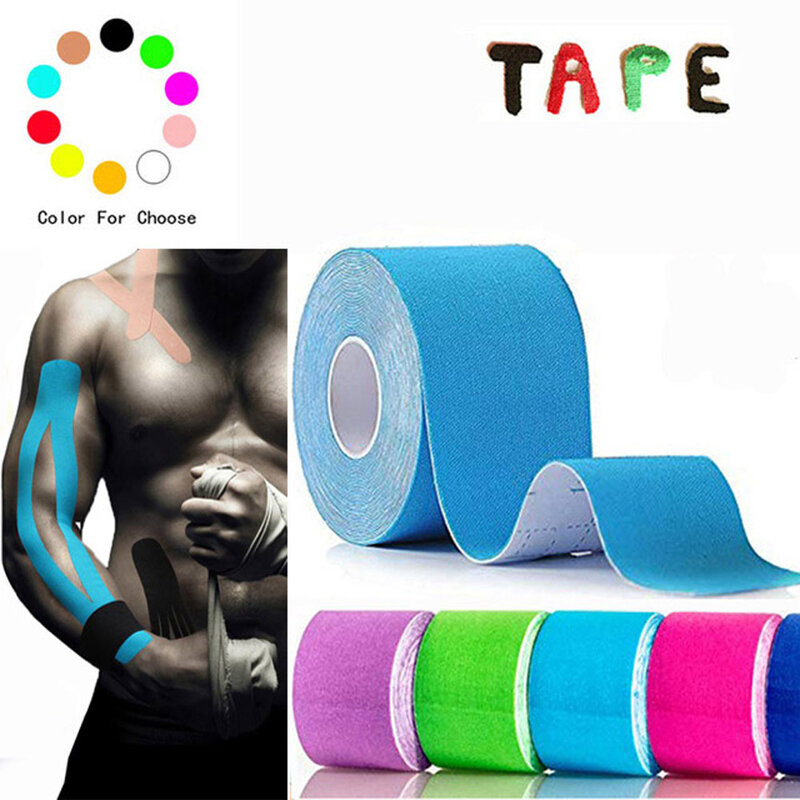 Taping Atletische Kinesiologie Tape 5M X 5Cm Elastische Lijm Strain Injury Spier Sticker Spier Bandage Sport Roll Katoen