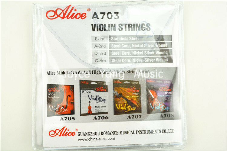 Cordas para violino de 1/8, 1/4, 1/2, 3/4, tamanho comum, alice a703, 4 peças