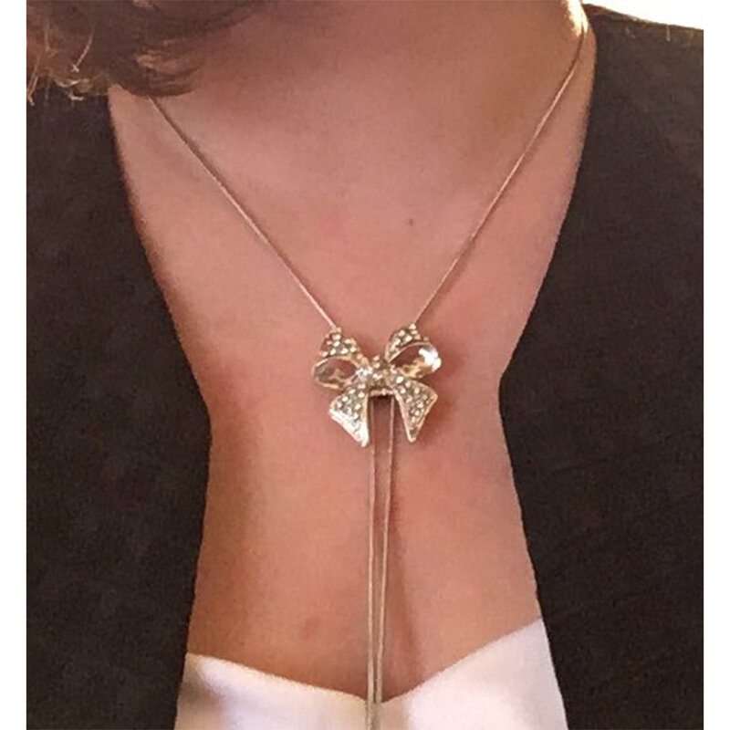 Colar de joias da moda da kisswife, colar longo com arco, estilo de decoração para mulheres, 2018