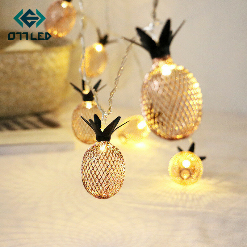 Dziewczyna LED Light String przyjęcie o motywie ananasowym lampki błyskowe bateria wieniec świąteczny dekoracja ślubna boże narodzenie Vintage Bronze