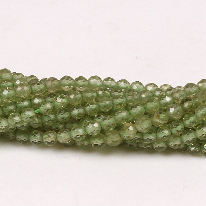 Naturalny kamień perydotowy szlifowany 2mm 3mm 4mm okrągły zielony luźne akcesoria do koralików na naszyjnik bransoletka kolczyk DIY tworzenia biżuterii