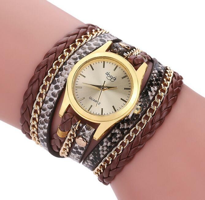 Nowa luksusowa marka skórzany zegarek kwarcowy kobiety panie Casual modna bransoletka zegarki zegar pleciony kobieta