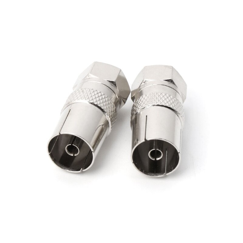 2Pcs F Type Male Plug Connector Socket to RF Coax TV Aerial Female RF Adapters
