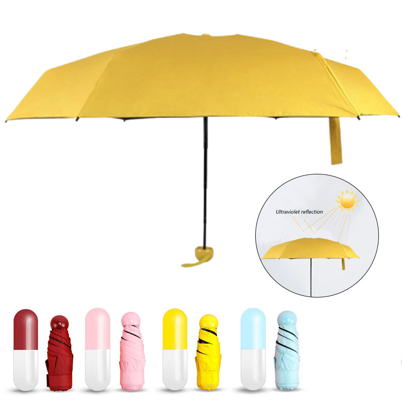 Mini guarda-chuva unissex, guarda-chuva dobrável à prova de vento para mulheres e crianças, proteção anti-uv