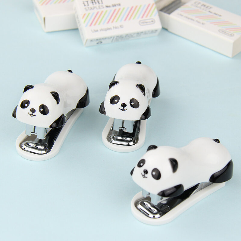 Ensemble d'agrafeuses dessin animé Mini Panda, 1 pièce, fournitures scolaires et de bureau, papeterie, reliure en papier