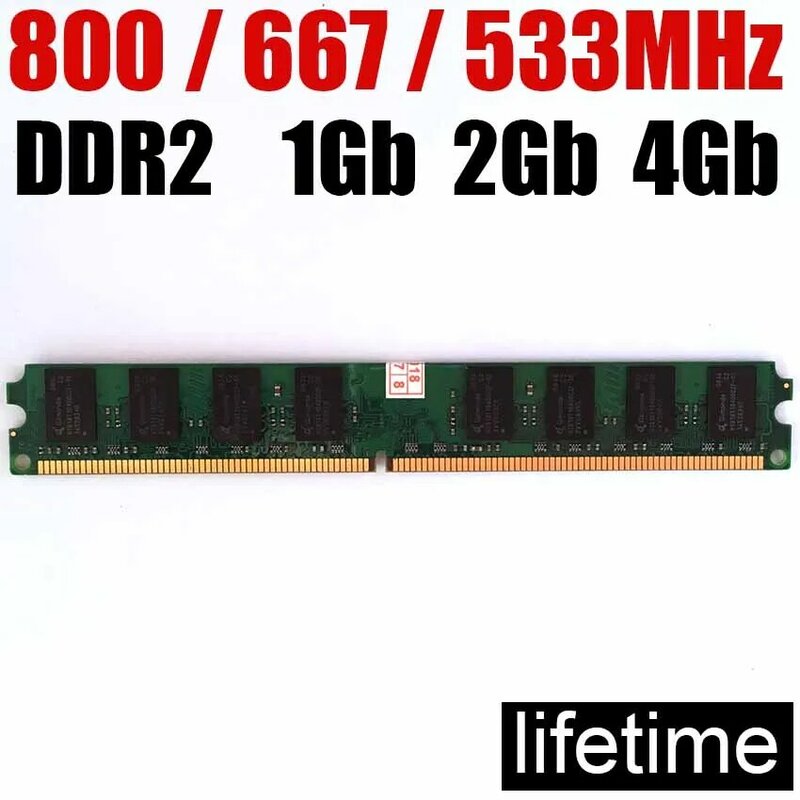 Mémoire de serveur d'ordinateur de bureau, modèle DDR2, capacité 2 go 2 go 1 go 2 go 4 go, fréquence d'horloge 800/667/533/800Mhz, RAM PC2 6400, pour Intel