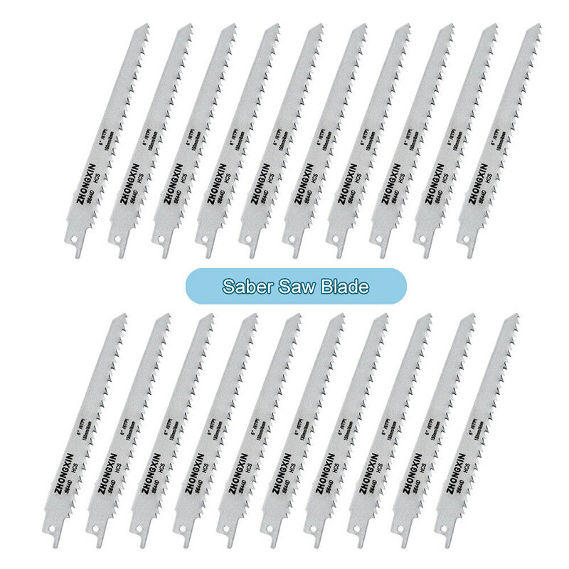 20Pcs HCS Carbon Saber Saw Blades 150 x 19 x 0.9 mm  for Wood Metal Cutting Power Tools Accessories QP2