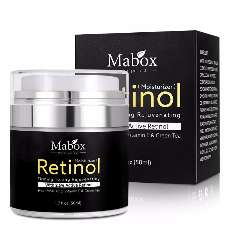 Mabox 50Ml Retinol 2.5% Moisturizer Gezichtscrème Hyaluronzuur Antiaging Verwijderen Rimpel Vitamine E Collageen Glad Whitening Cream