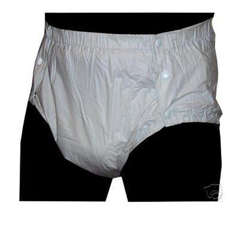 FUUBUU2203-White-XXL-1PCS de plástico para adultos, no pantalones para bebés, cubierta de pañal de tela para adultos, pantalones cortos de pvc, envío gratis