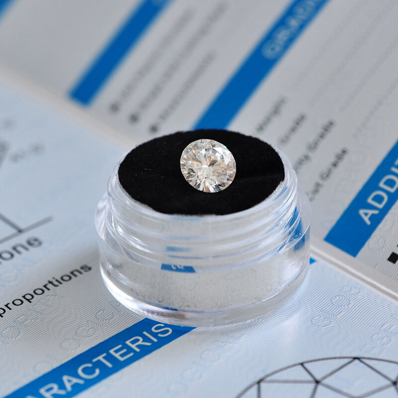 Luźny moissanit 1.0ct Carat 6.5mm GH kolor okrągły Brilliant Cut VVS1 bransoletka pierścionek biżuteria DIY materiał Lab diament