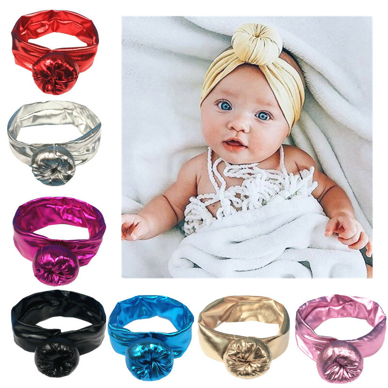 Yundfly Bronzing Children Kids Headbands Newborn Turban Round Ball Head Wrap Hair Accessories Birthday Gift