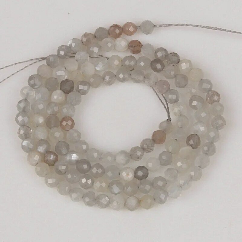 Pierres de lune à facettes naturelles 2mm 3mm, perles rondes multicolores en vrac, accessoires de bricolage, collier, Bracelet, boucle d'oreille, fabrication de bijoux
