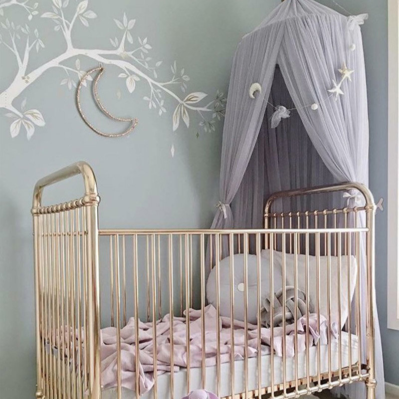 Klamboe Met Gratis Sterren Opknoping Tent Baby Bed Crib Canopy Tule Gordijnen Voor Slaapkamer Speelhuis Tent Voor Kinderen kinderkamer