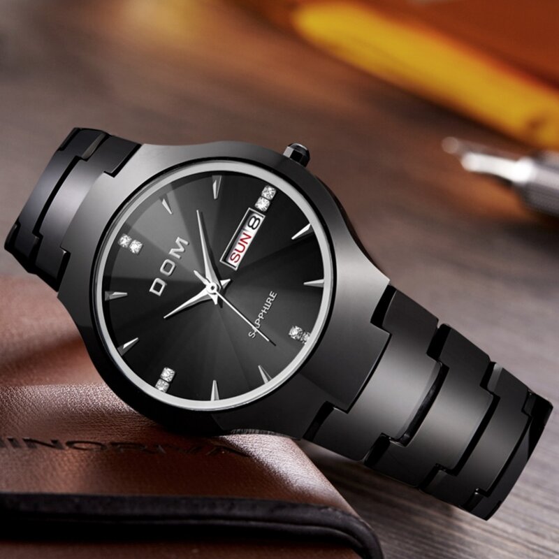 Zegarek męski marka DOM klasyczny zegarek tydzień data wodoodporny kalendarz biznes męskie zegarki kwarcowe prezent dla męża W-698-1M2