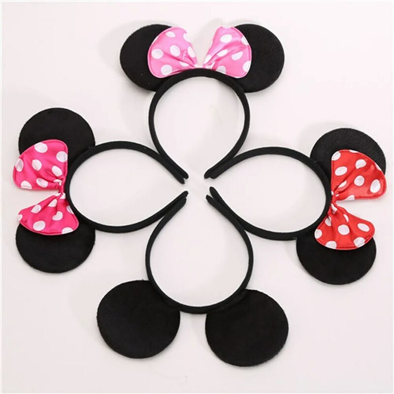 1pc Lovely Girls Bows Knot Minnie Mickey Ears Baby Hair Accessories Headband Kids Boys Happy Birthday Party Christmas Hairbands