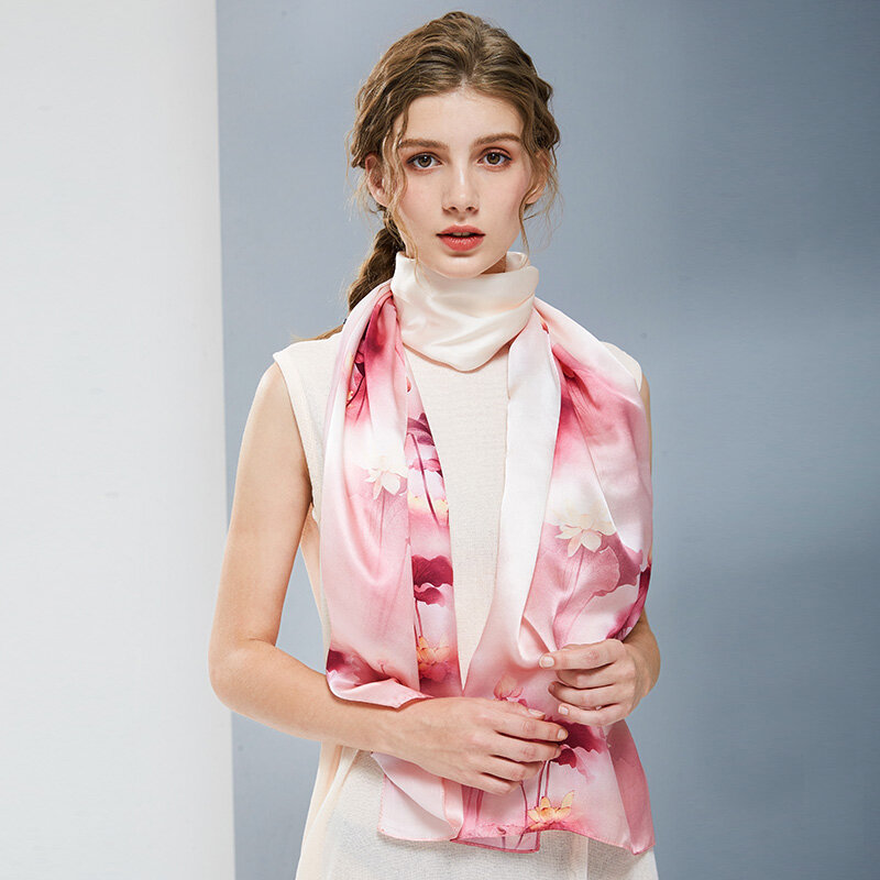 Foulard en soie véritable 100% pour femmes, châles et enveloppes en soie de luxe pour dames, Vintage Hangzhou, foulard Long en soie Pure 2021