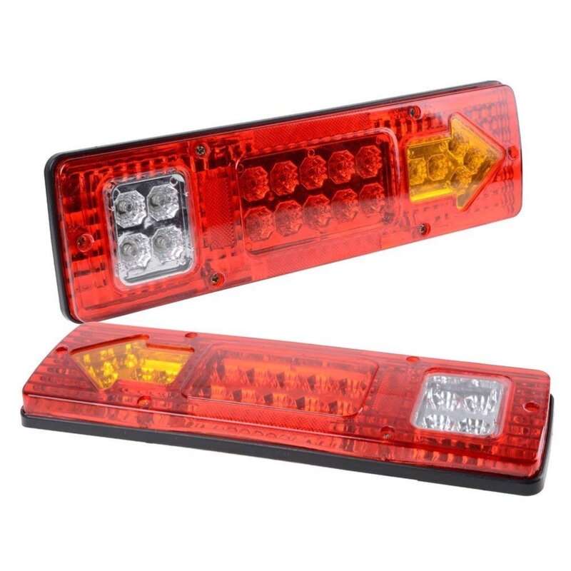 Feu arrière intégré pour remorque, 1 paire, 19 LED, rouge, blanc, ambre, clignotant, feu de circulation (12V)