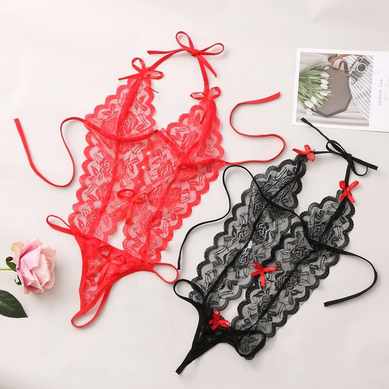 2021 frauen Erotische Dessous Sexy Kostüme Spitze Siamese Perspektive Drei-Punkt Unterwäsche G-string Sexy Dessous Erwachsene Produkte