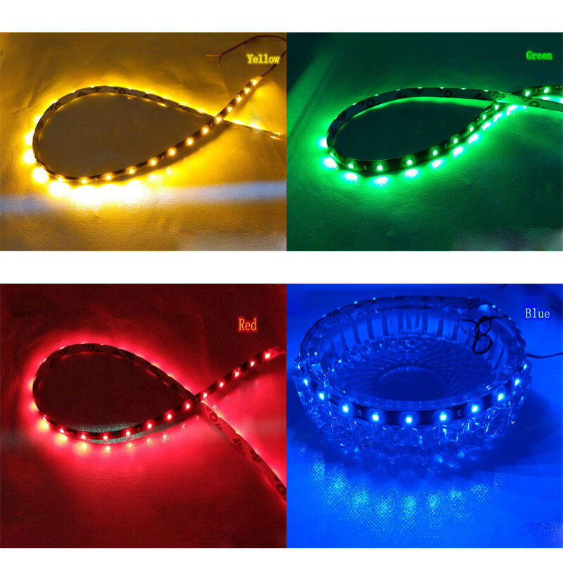 12v防水LEDストリップライト,30cm,15ダイオード,温かみのある白,青,赤,緑,ネオン