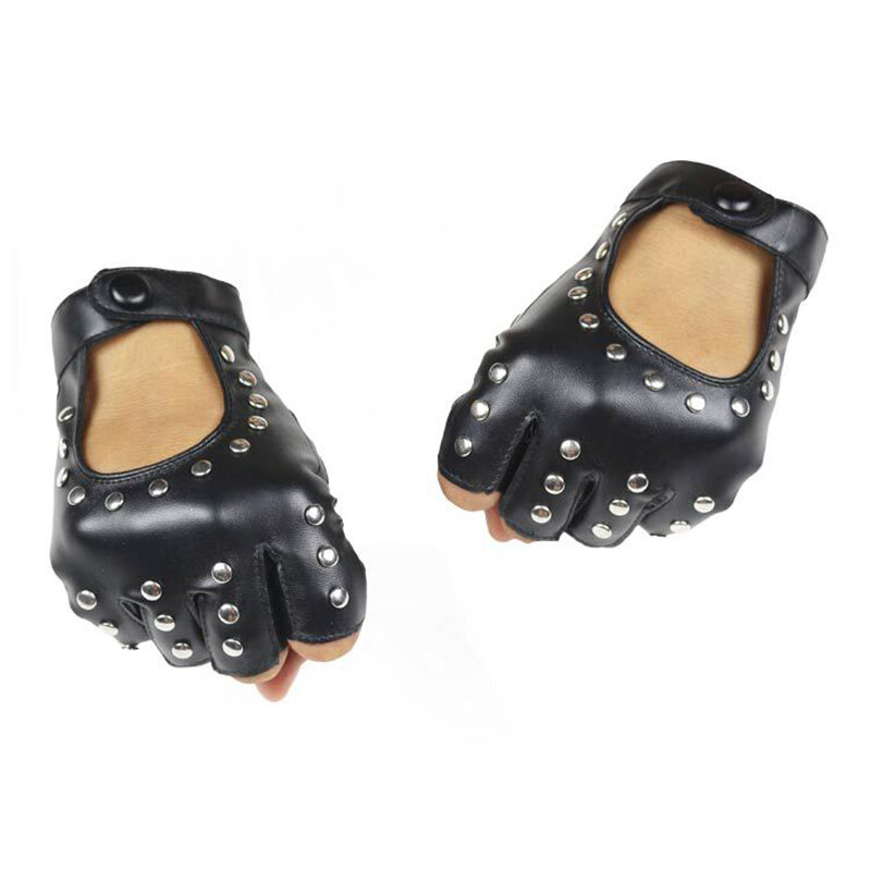 DesolDelos – gants en cuir PU pour femmes, à Rivets, semi-doigts, ceinture à Rivets, Sexy, découpés, sans doigts, R007