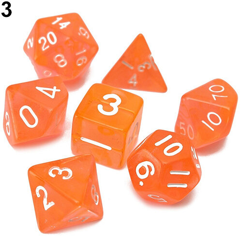 7Pcs/Set Various Sided Dice Role Playing Board Game Props Translucent Dice Set
