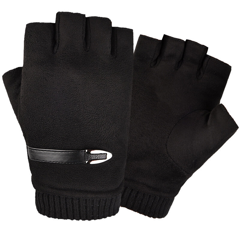 2020new สีดำถุงมือถุงมือ Guantes Sin Dedos ผู้ชาย Fingerless ถุงมือ Guantes De Cuero Hombre ผู้ชายถุงมือฤดูหนาว