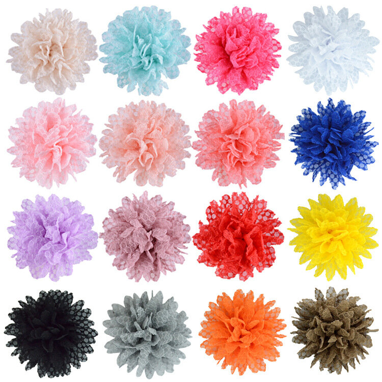 Pinzas para el pelo de 9cm para niña, accesorios para el cabello de 16 colores, mezcla de algodón, encaje de flores, 10 unids/lote