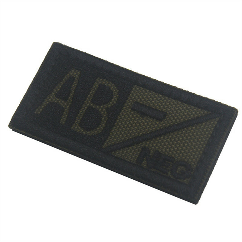 Parche militar de recuerdo deportivo, bordado 3D de tipo sangre, A + B + AB + O + insignias tácticas positiva, color marrón, color verde y negro