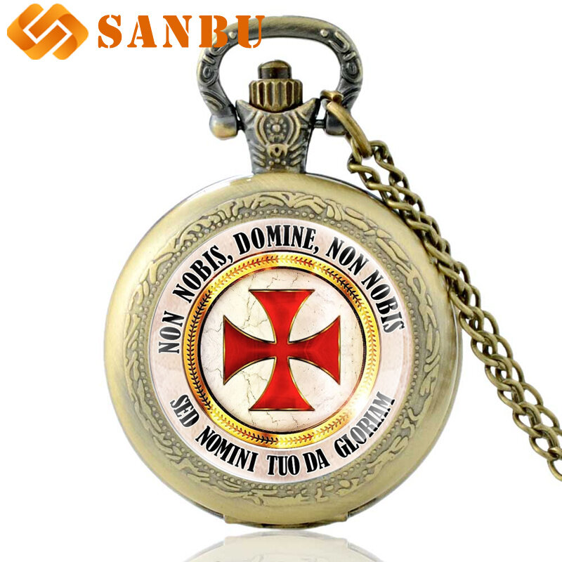 Vintage Black Cross ควอตซ์นาฬิกาผู้ชายคลาสสิกอัศวิน Templar สร้อยคอเครื่องประดับ