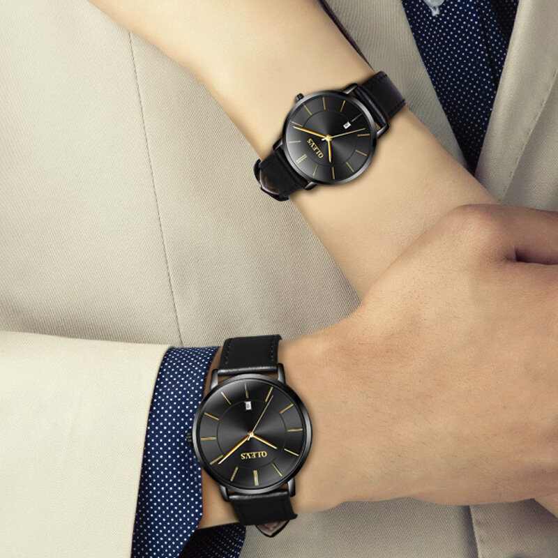 Olevs 브랜드 럭셔리 커플 시계 30m 방수 자동 캘린더 기능 쿼츠 연인 커플 시계 커플 최고의 선물 신제품