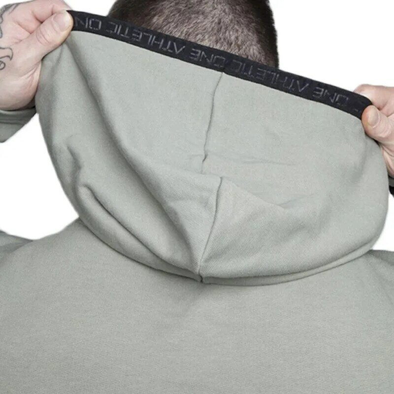 New Men'S Hooded Long-Sleeved Blouse Elastic Hooded Bodybuilding Training Cotton Clothing Sports Jacket