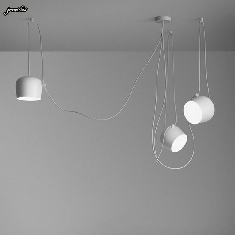 Jmmxiuz креативные подвесные лампы для офиса, студии, Современная Подвесная лампа, подвесной светильник, черный/белый AC110-240, алюминиевая лампа