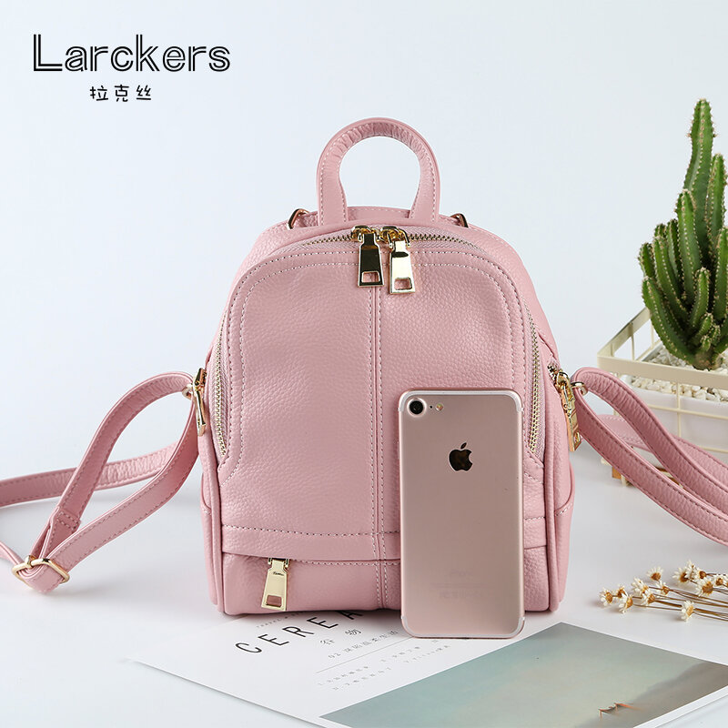 Zipper small size shell ladies backpack delicate thread pu softback solid fashion women backpack bag packs for teenage girls