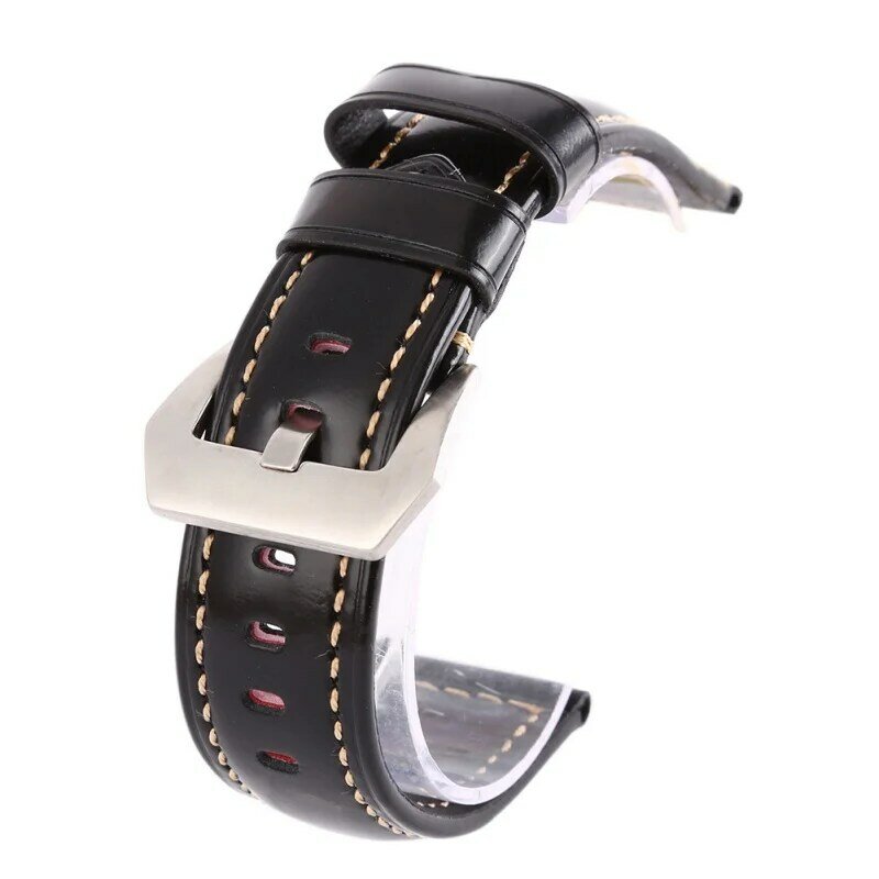 Ремешок кожаный для мужских и женских часов, браслет из нержавеющей стали с пряжкой, 20 22 24 26 мм